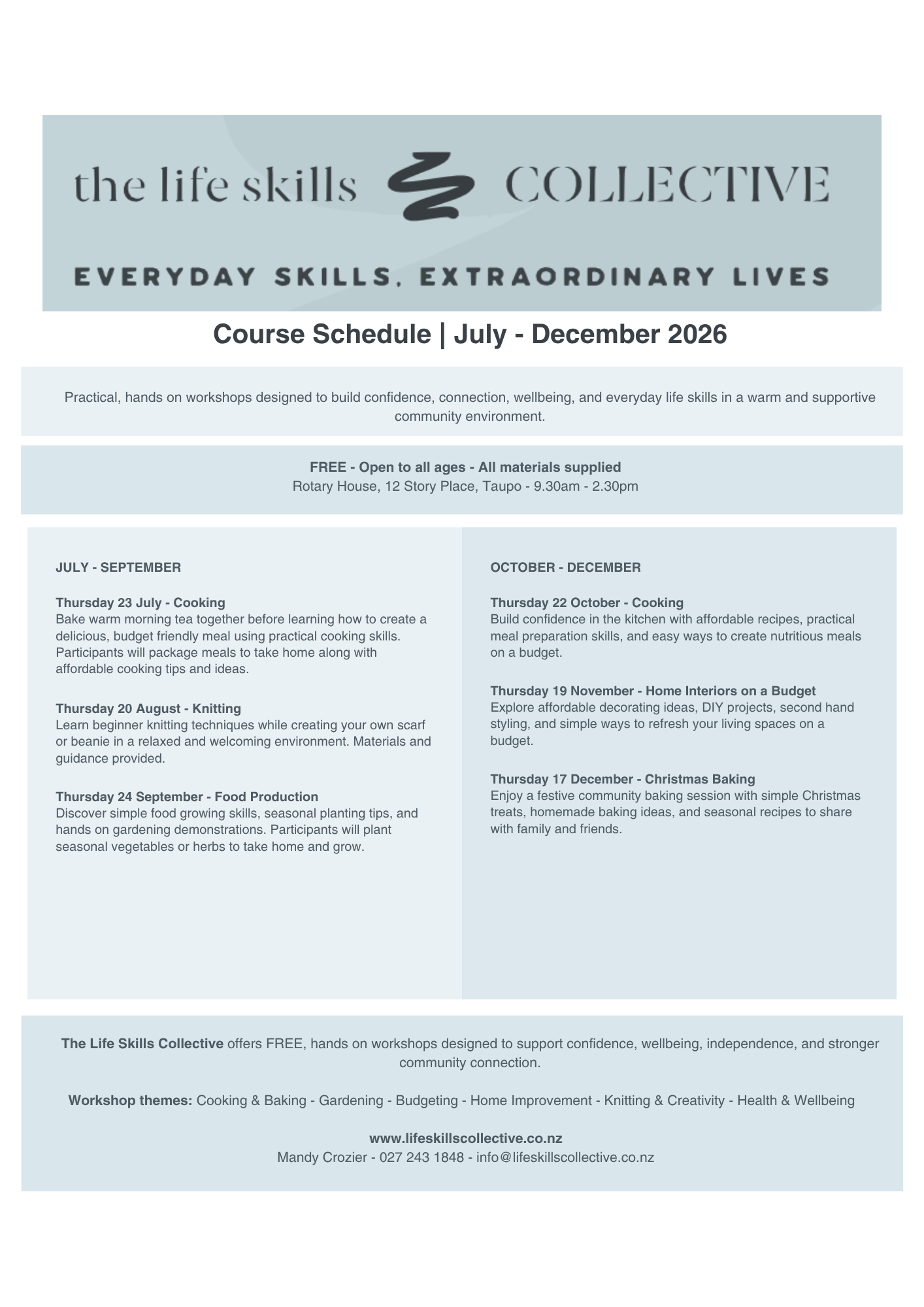 The Life Skills Collective - Course Schedule