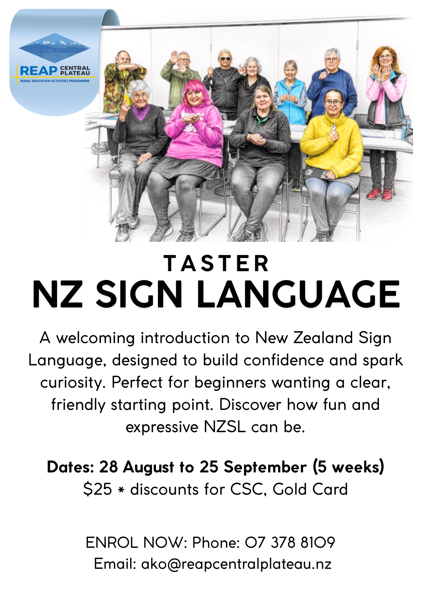 NZ Sign Language Taster course - 28th Aug to 25th Sept