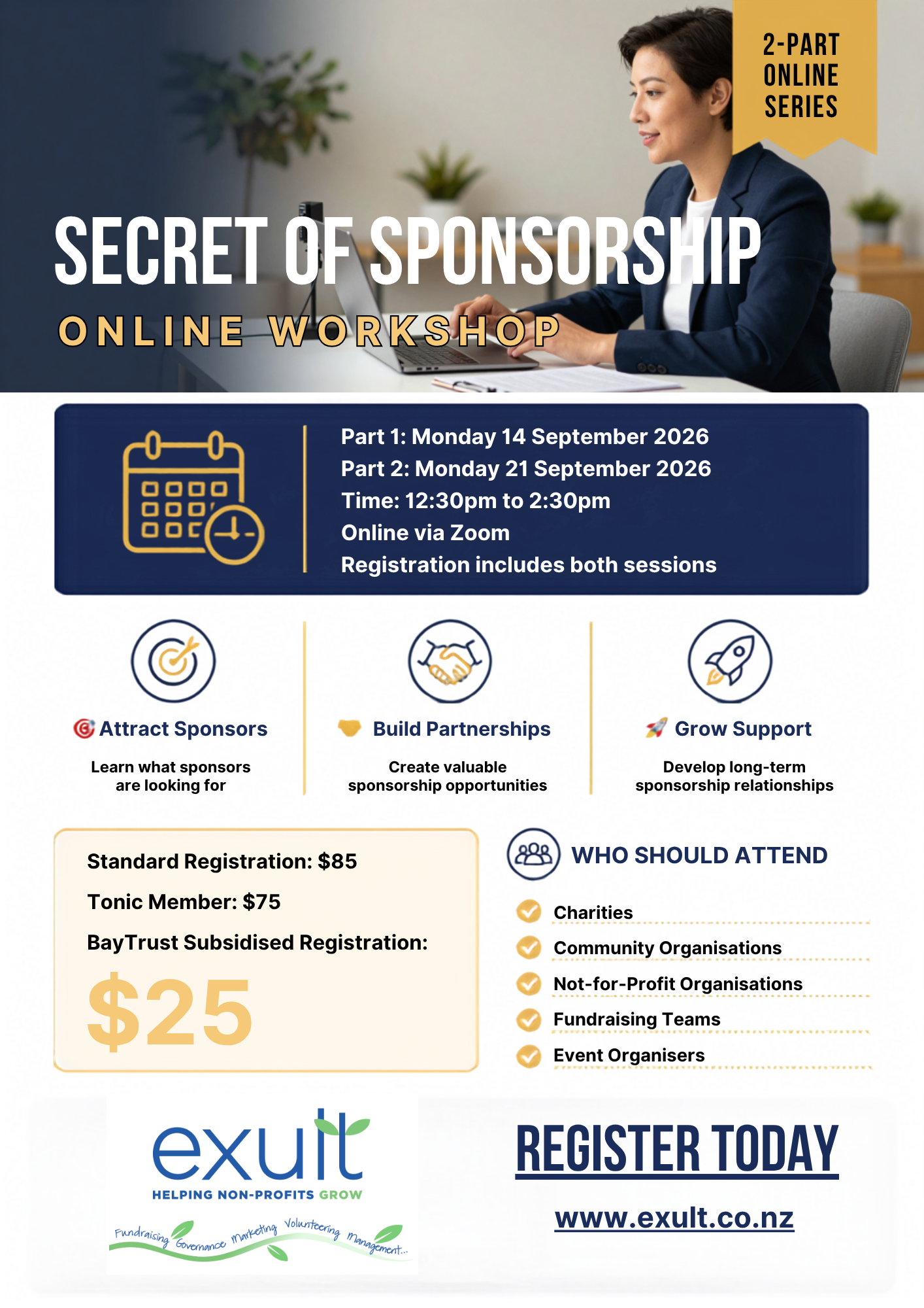 Secret Of Sponsorship 2-part Online Workshop - 14 &amp; 21 September