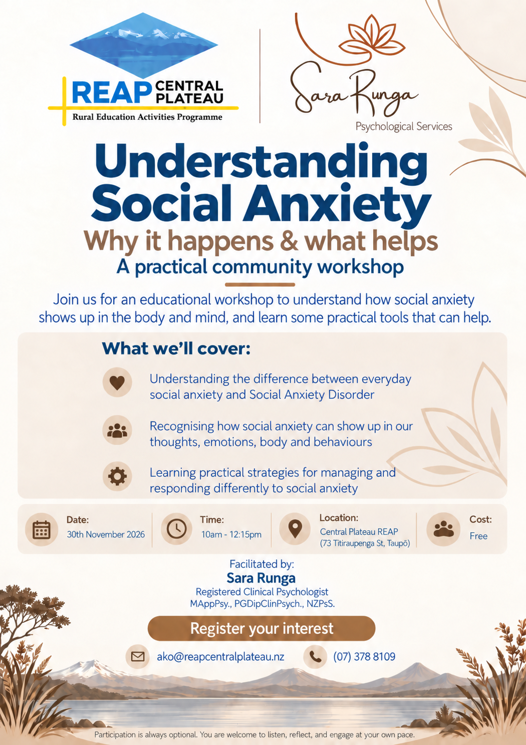 Understanding Social Anxiety - Free Workshop - 30th November