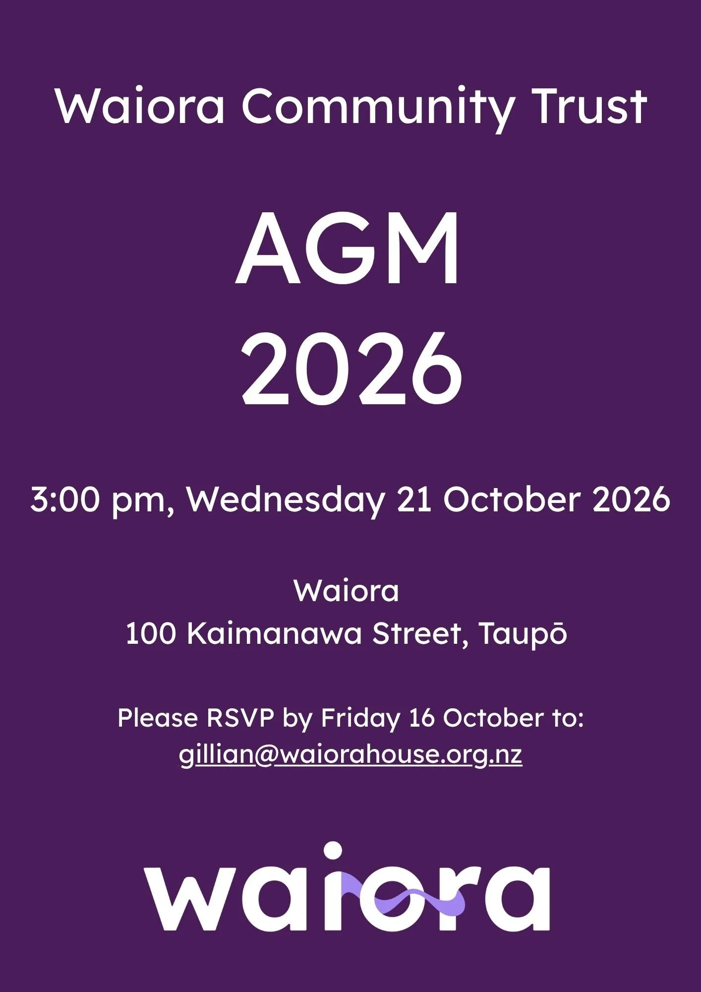 Waiora Community Trust AGM - 21st October