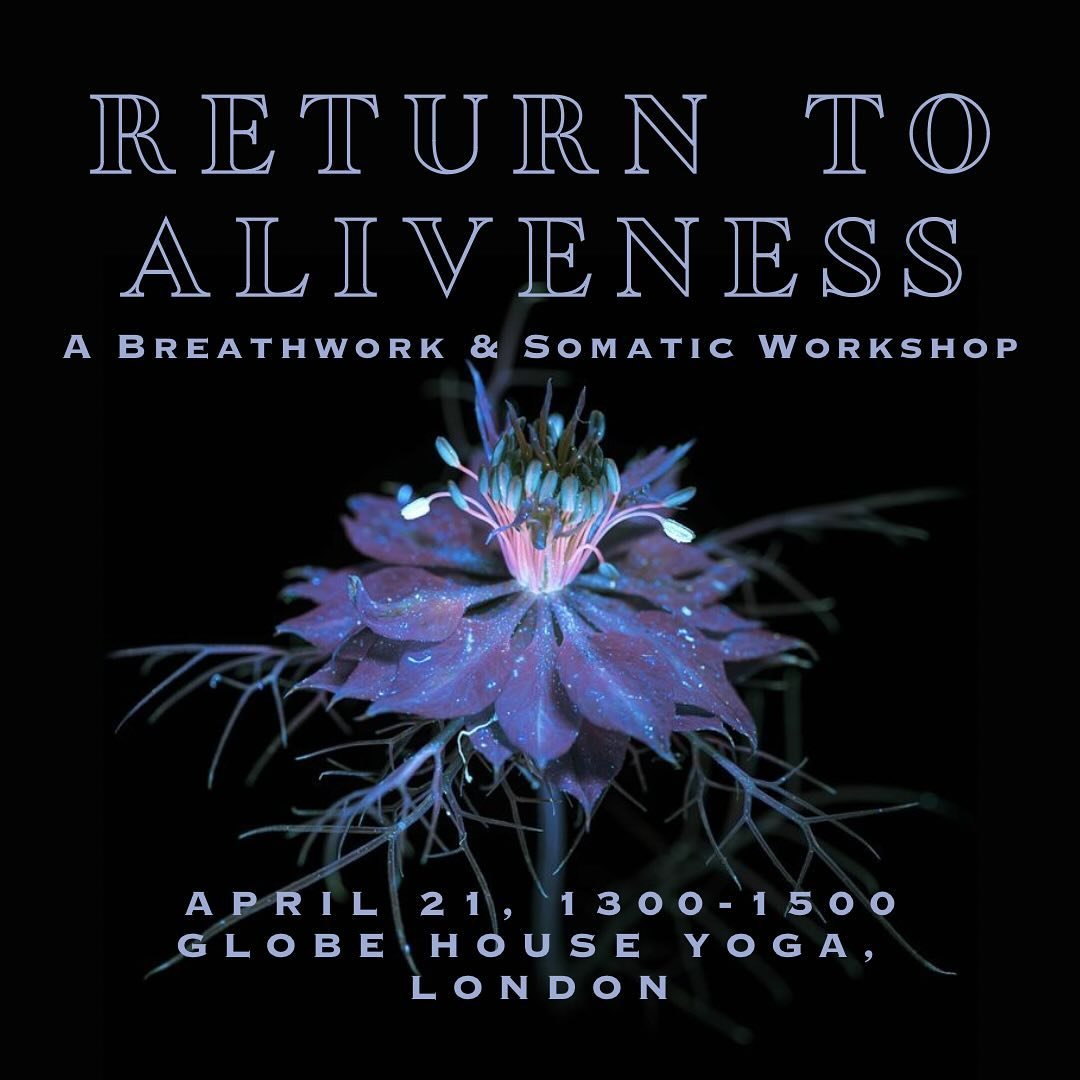 Bonj London! I have returned to your abrasive embrace &amp; am gearing up to bringeth the breath &amp; the body. IN PERSON group workshop APRIL 21 13:00 @ GLOBE HOUSE LONDON SE1. We&rsquo;ll be exploring the gifts that await your unwrapping in the co