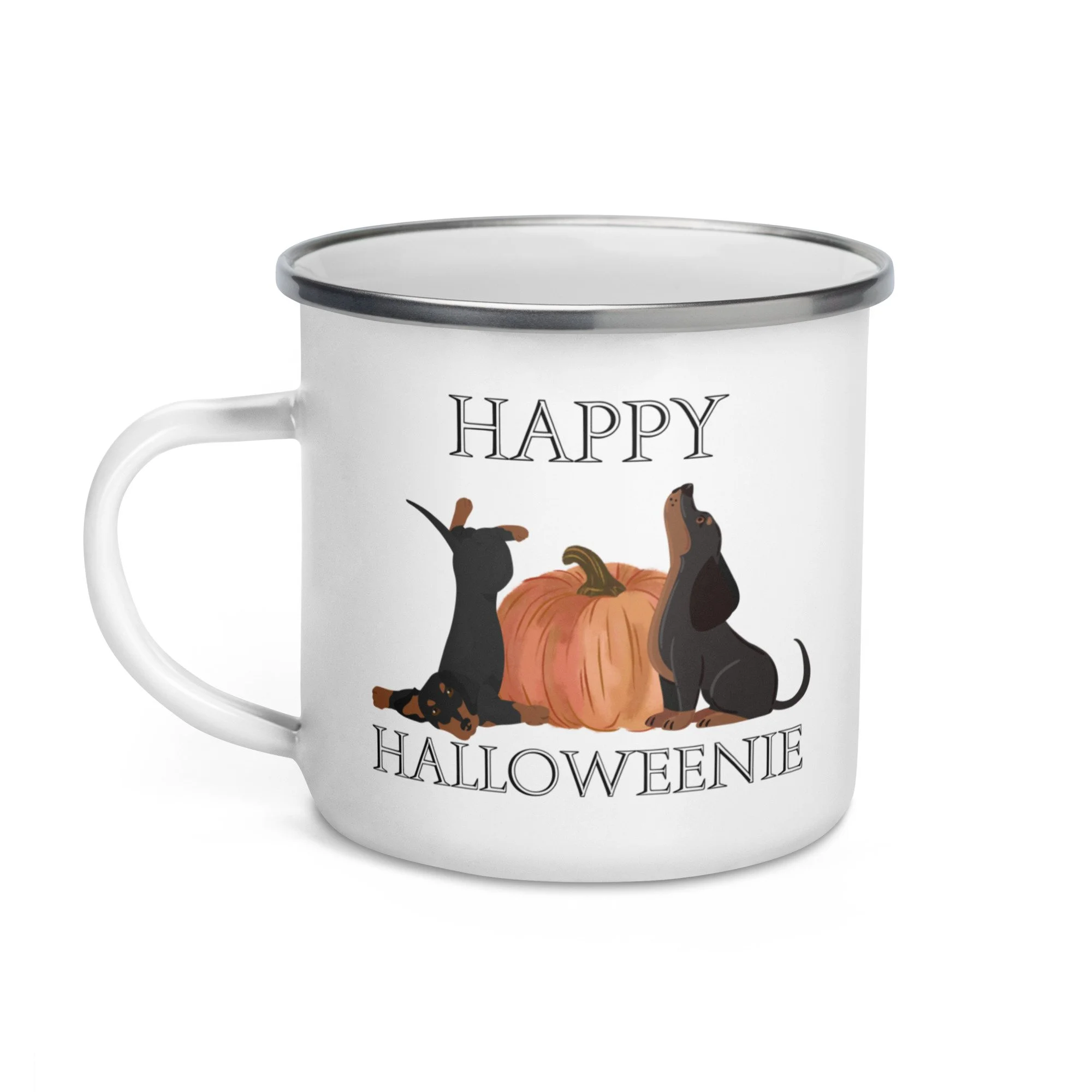 Happy Halloweenie Enamel Coffee Mug