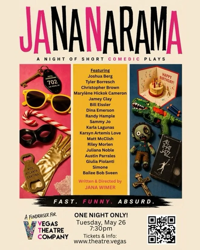 🚨New Show Alert!
🧠 From the sick and twisted mind of Jana Wimer, join us for a night of absolute absurdity!
📅 7:30 - May 26th - @vegastheatrecompany 
.
.
.
.
#comedy #absurd #vegasshow #theater #vegas