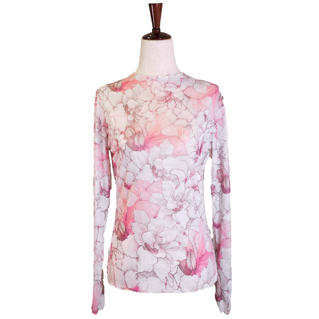 Pink Amaryllis Sheer Blouse