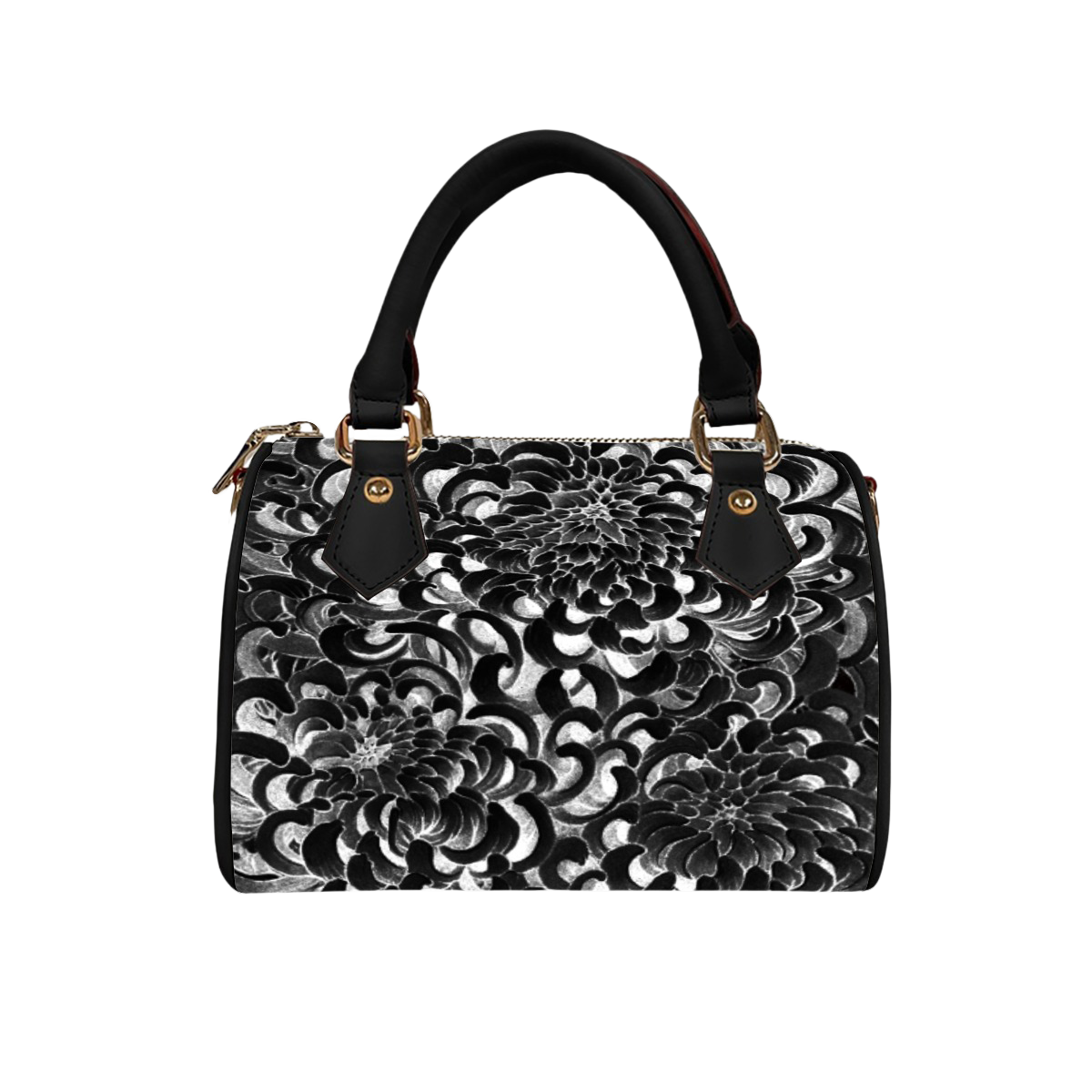 Black Chrysanthemum Mini Handbag