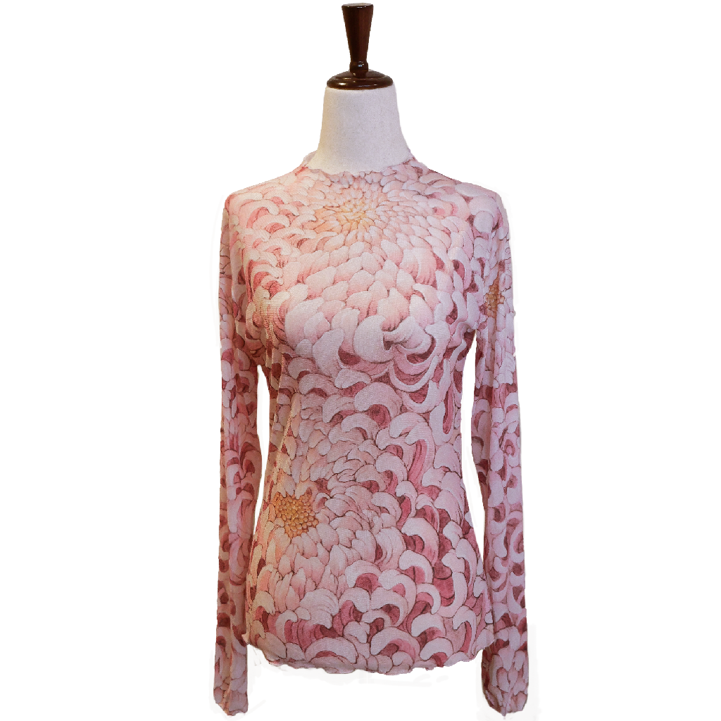Pink Chrysanthemum Sheer Blouse