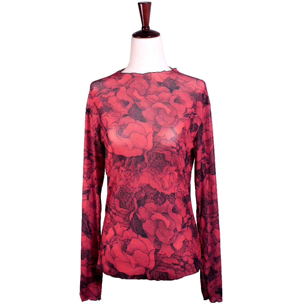Crimson Rose Sheer Blouse
