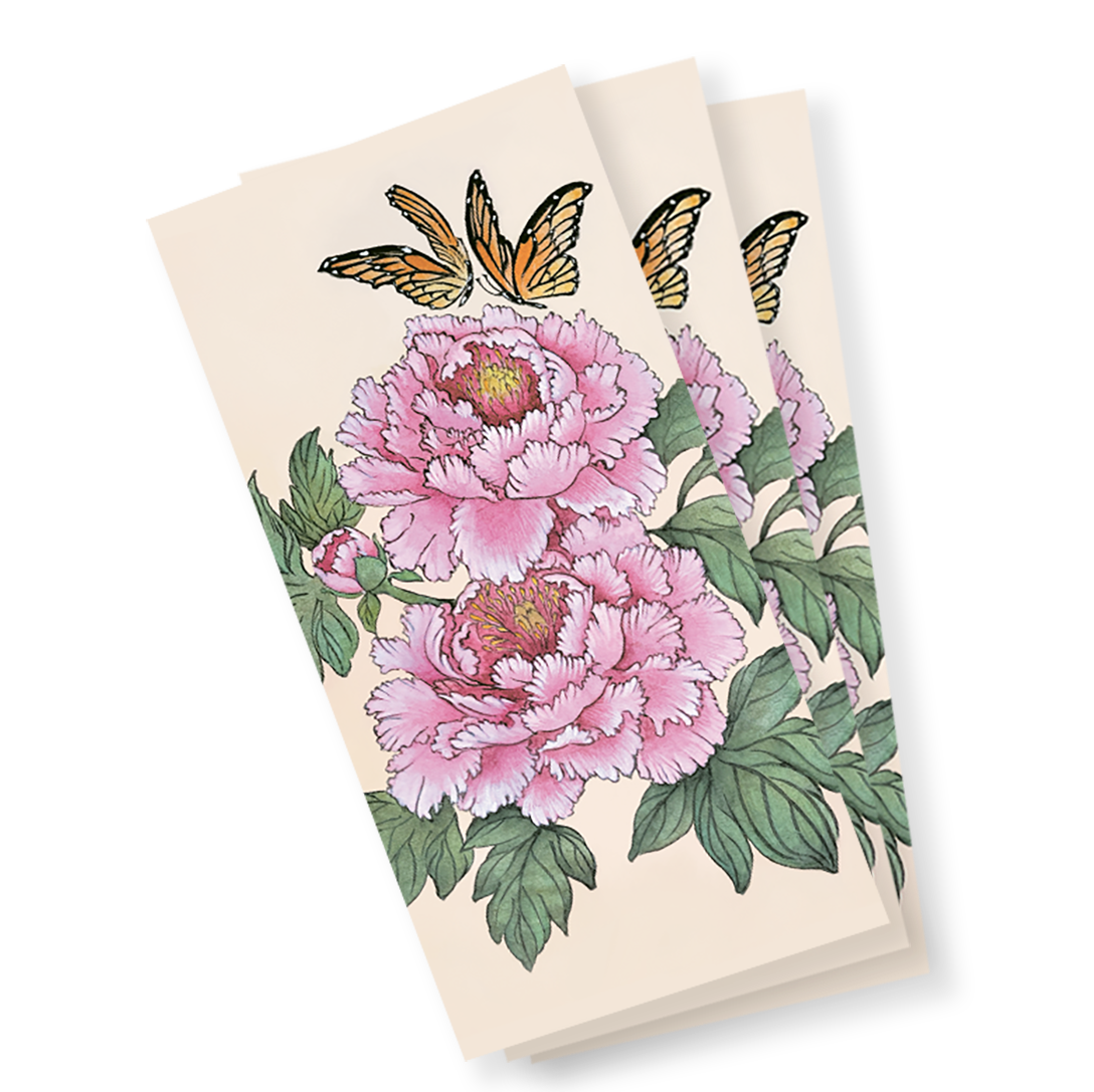Peonies Butterflies Notecard | Bookmark