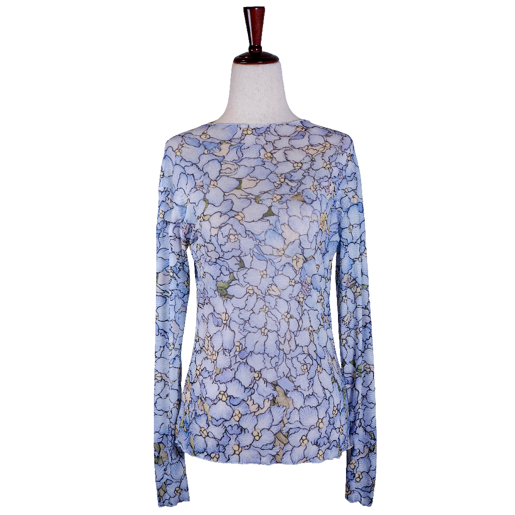 Blue Hydrangea Sheer Blouse