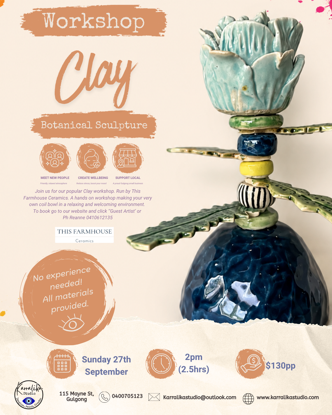 This Farmhouse Ceramics Botanical Sculpture workshop
