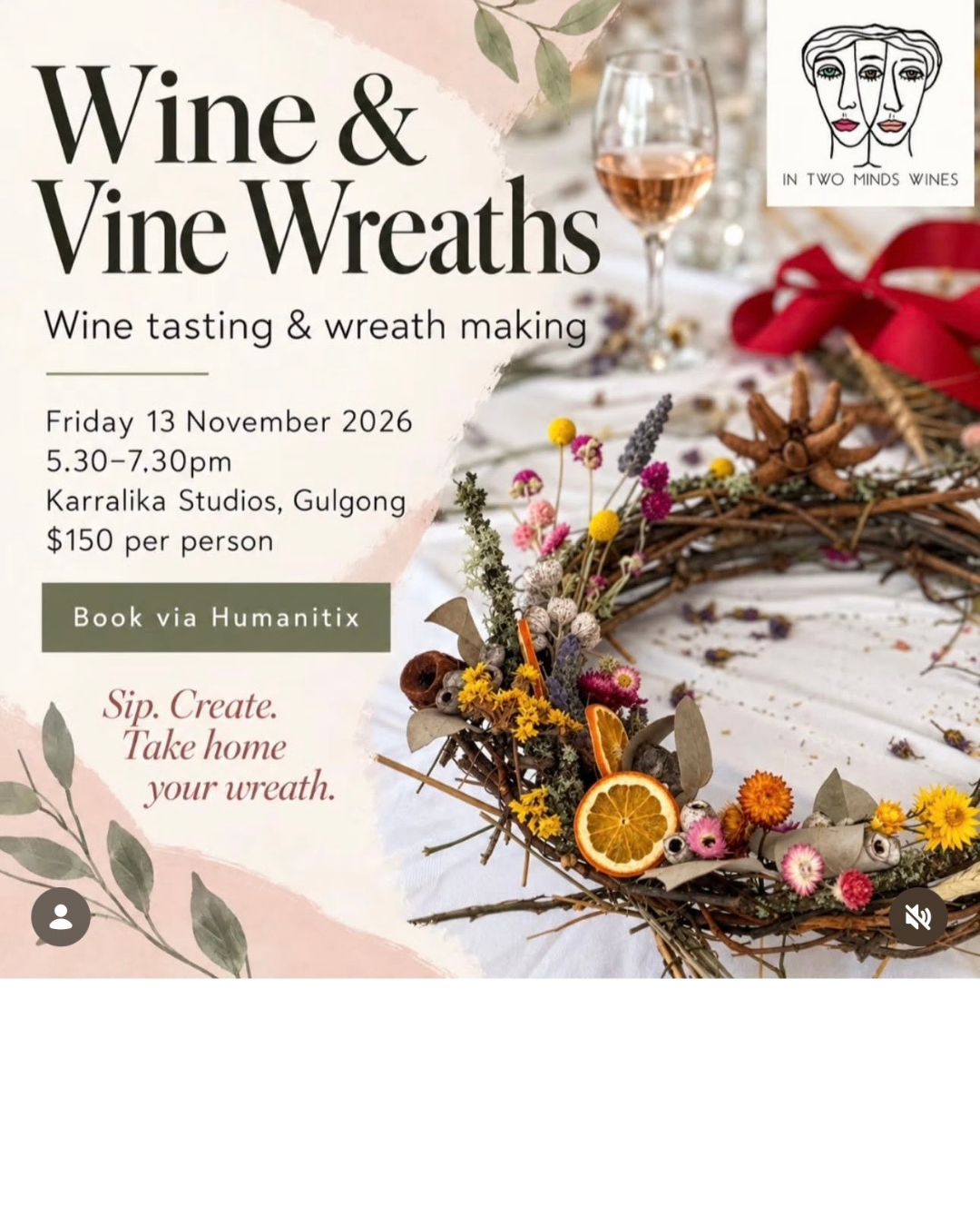 Wine tasting and wreath making workshop