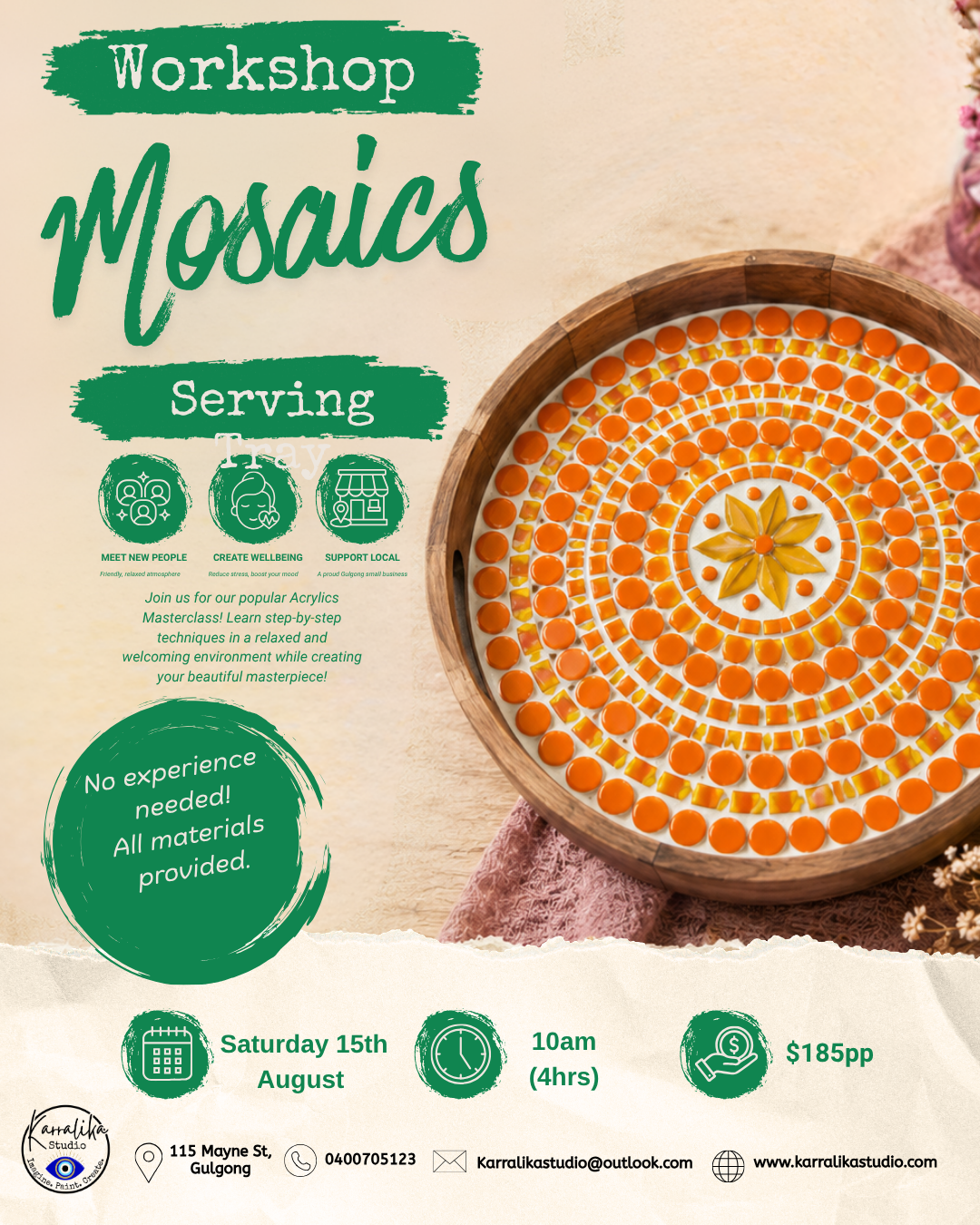 Mosaic Serving Tray Workshop - Saturday 15th August 10am