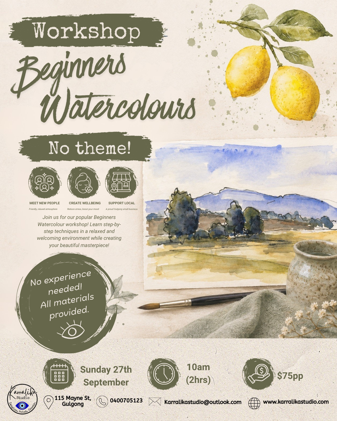 Watercolour Workshop - Sunday 27th September 10am