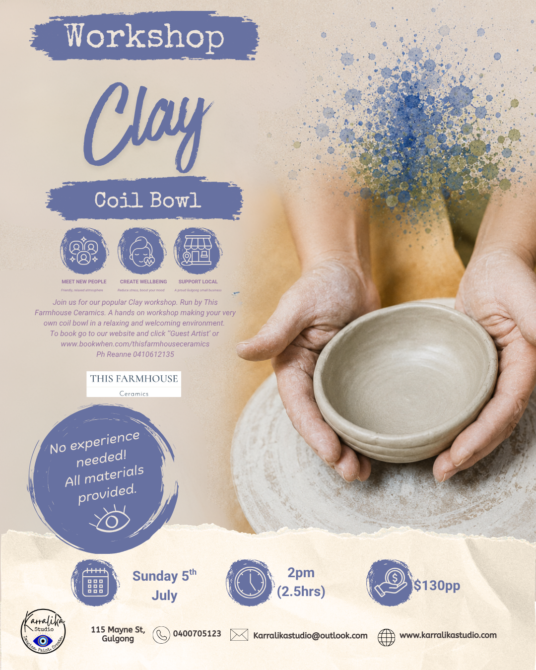 This Farmhouse Ceramics Coil Bowl workshop