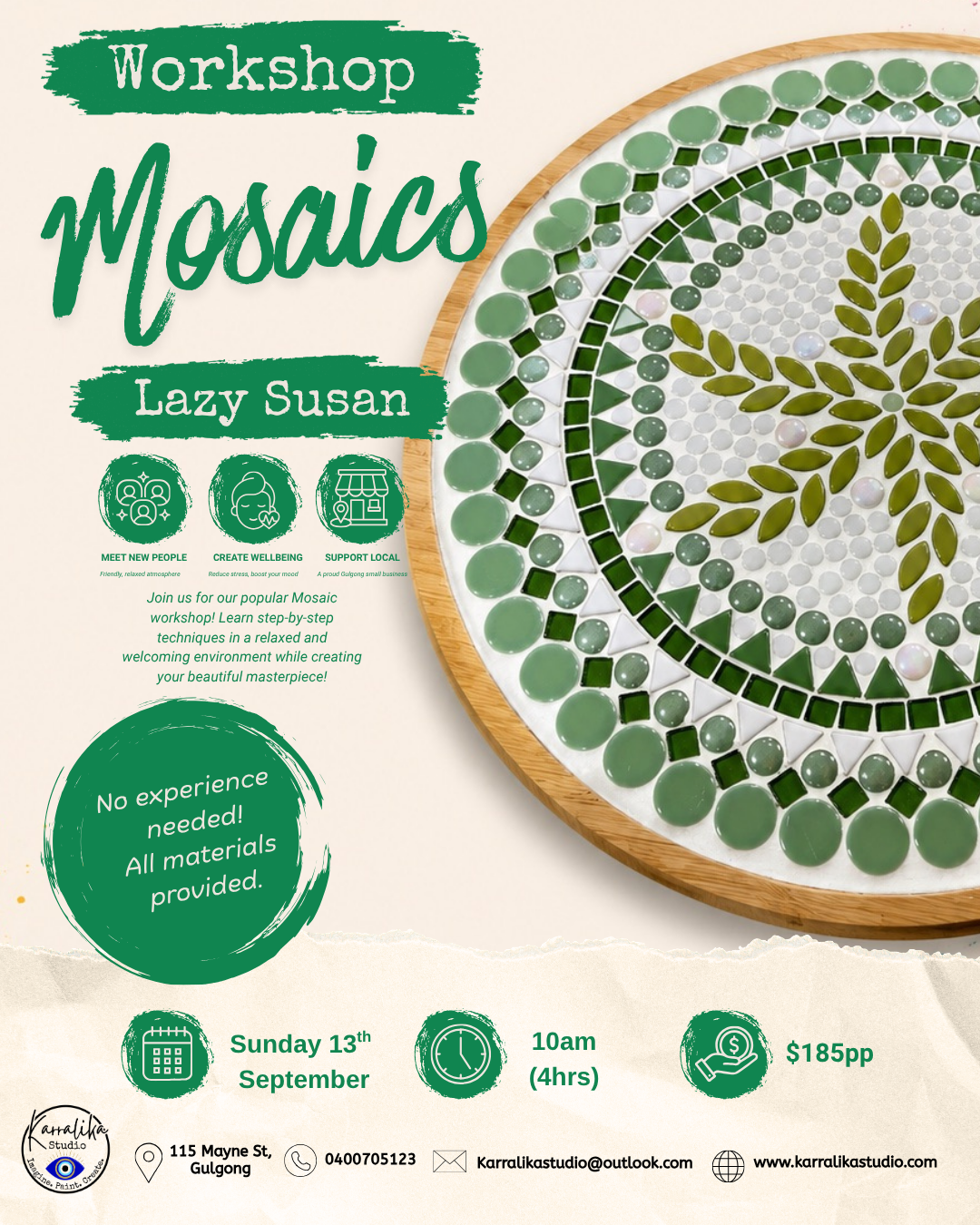 Mosaic Lazy Susan Workshop - Sunday 13th September 10am