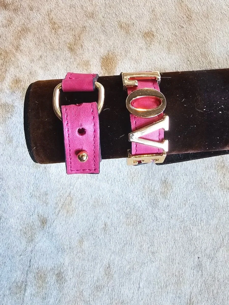 Pulsera de Piel Ajustable - Rosa