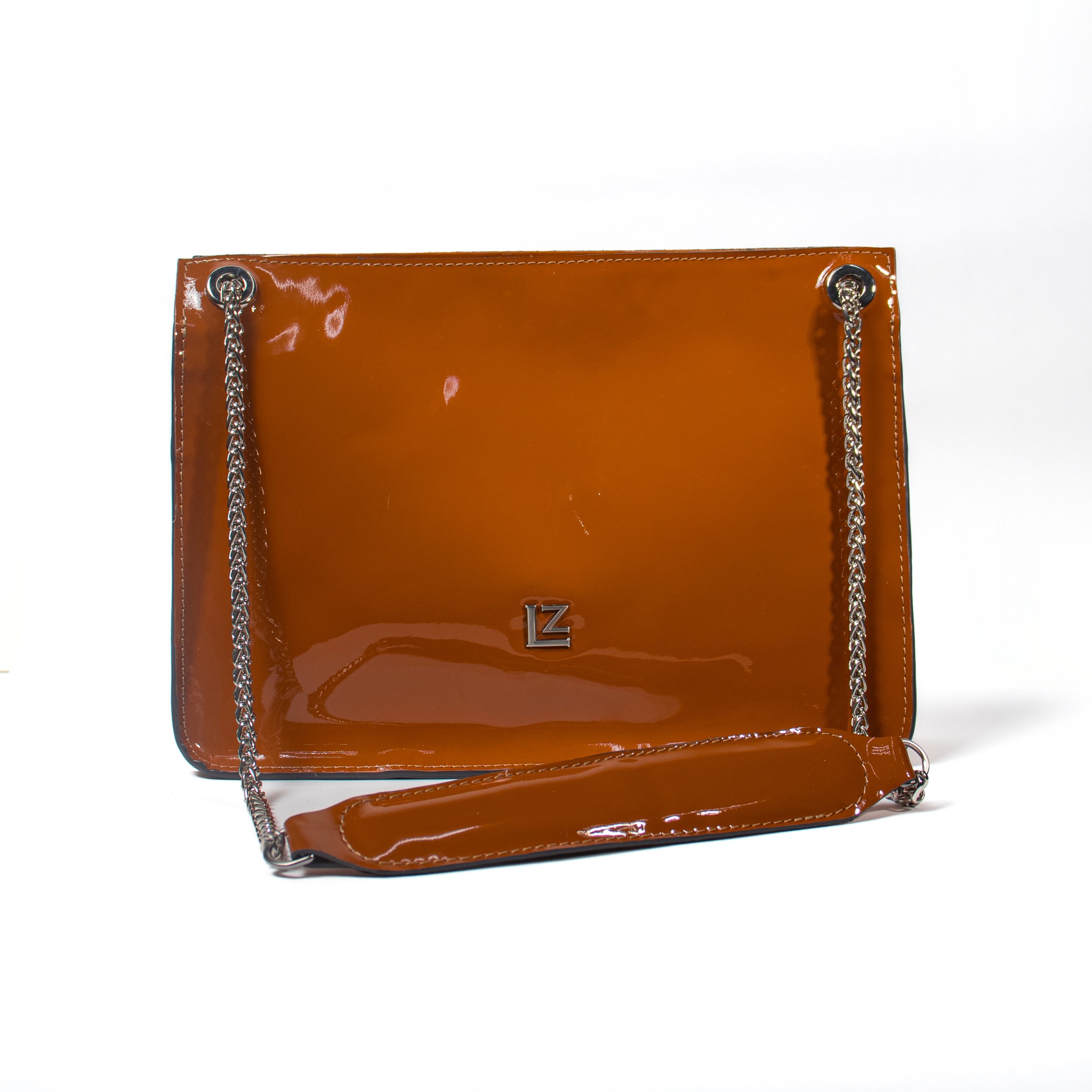 Bolsa Clutch - Piel Charol Naranja