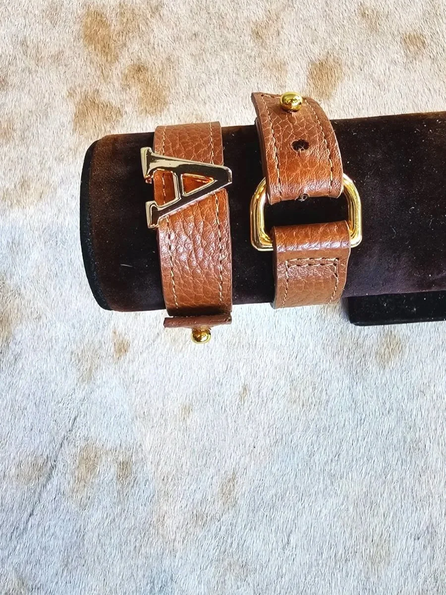 Pulsera de Piel Ajustable - Miel