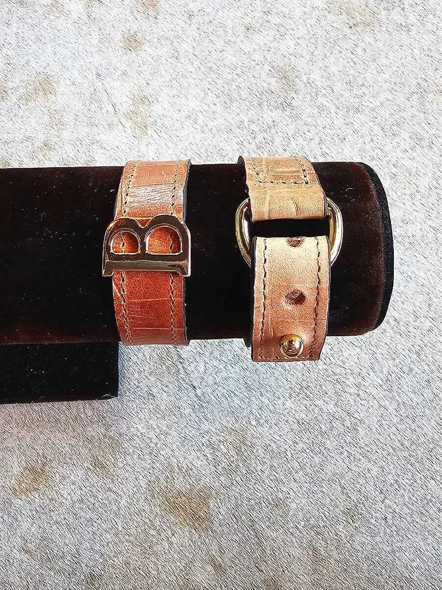 Pulsera de Piel Ajustable - Miel cocodrilo