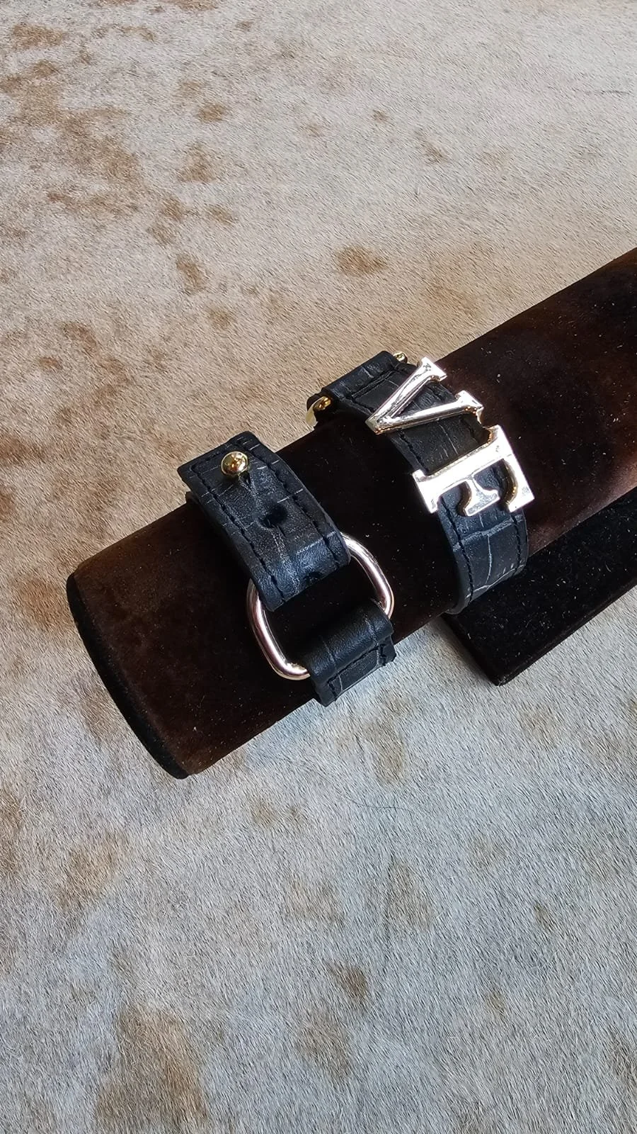 Pulsera de Piel Ajustable - Negro cocodrilo