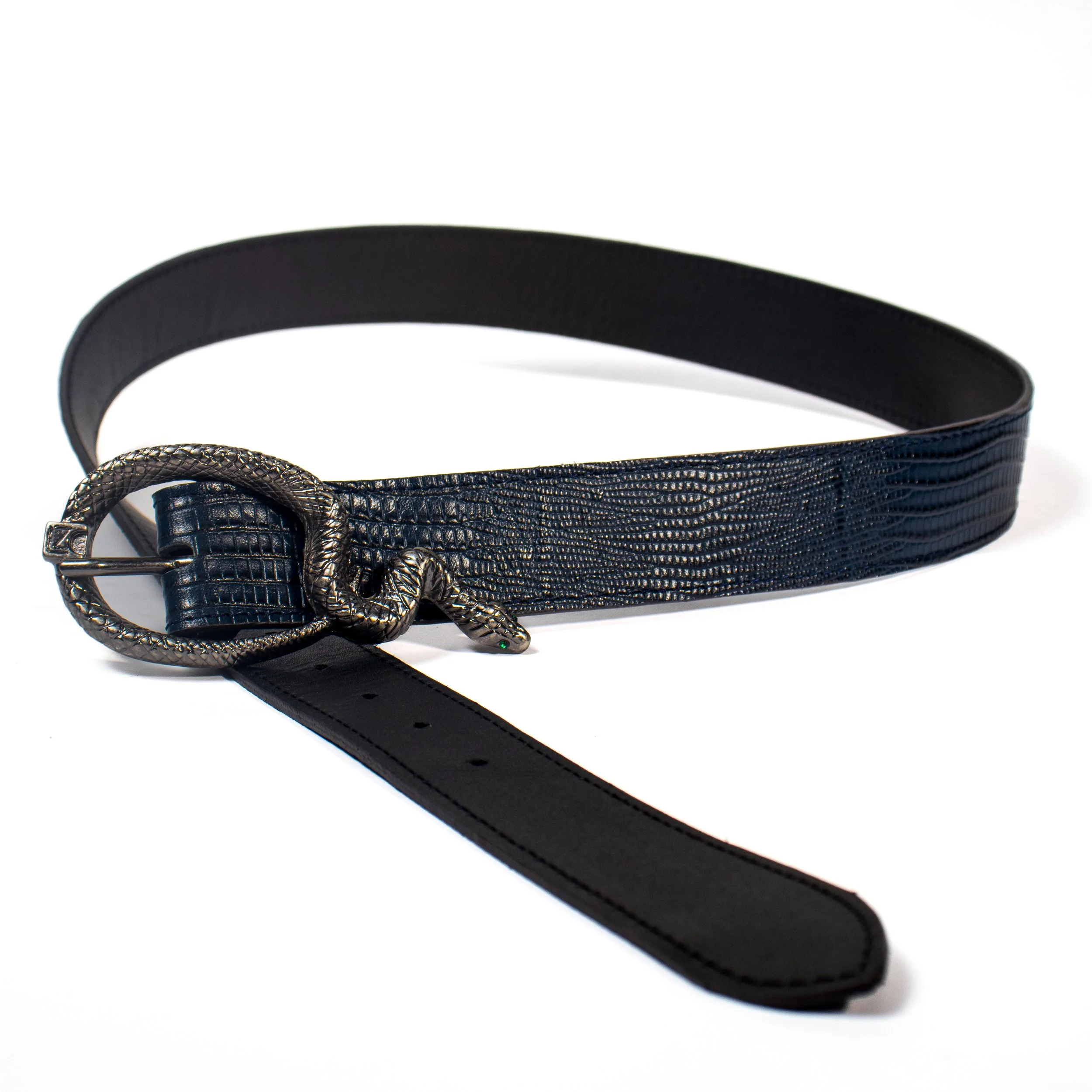 Cinto doble vista - Negro/Azul Lizard