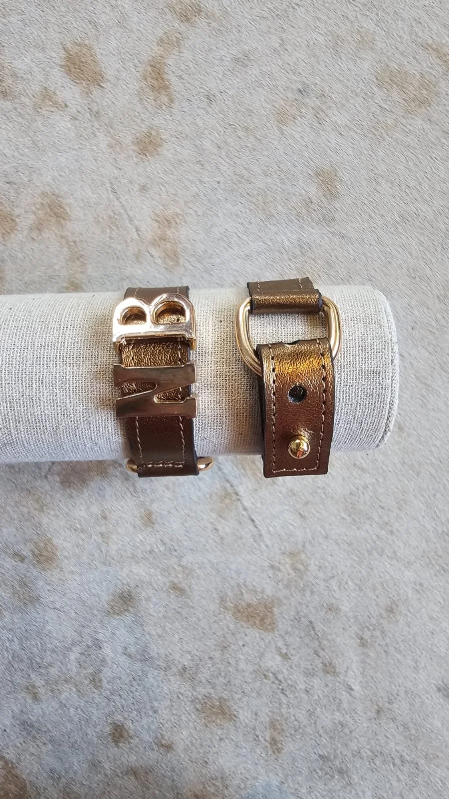 Pulsera de Piel Ajustable - Dorado