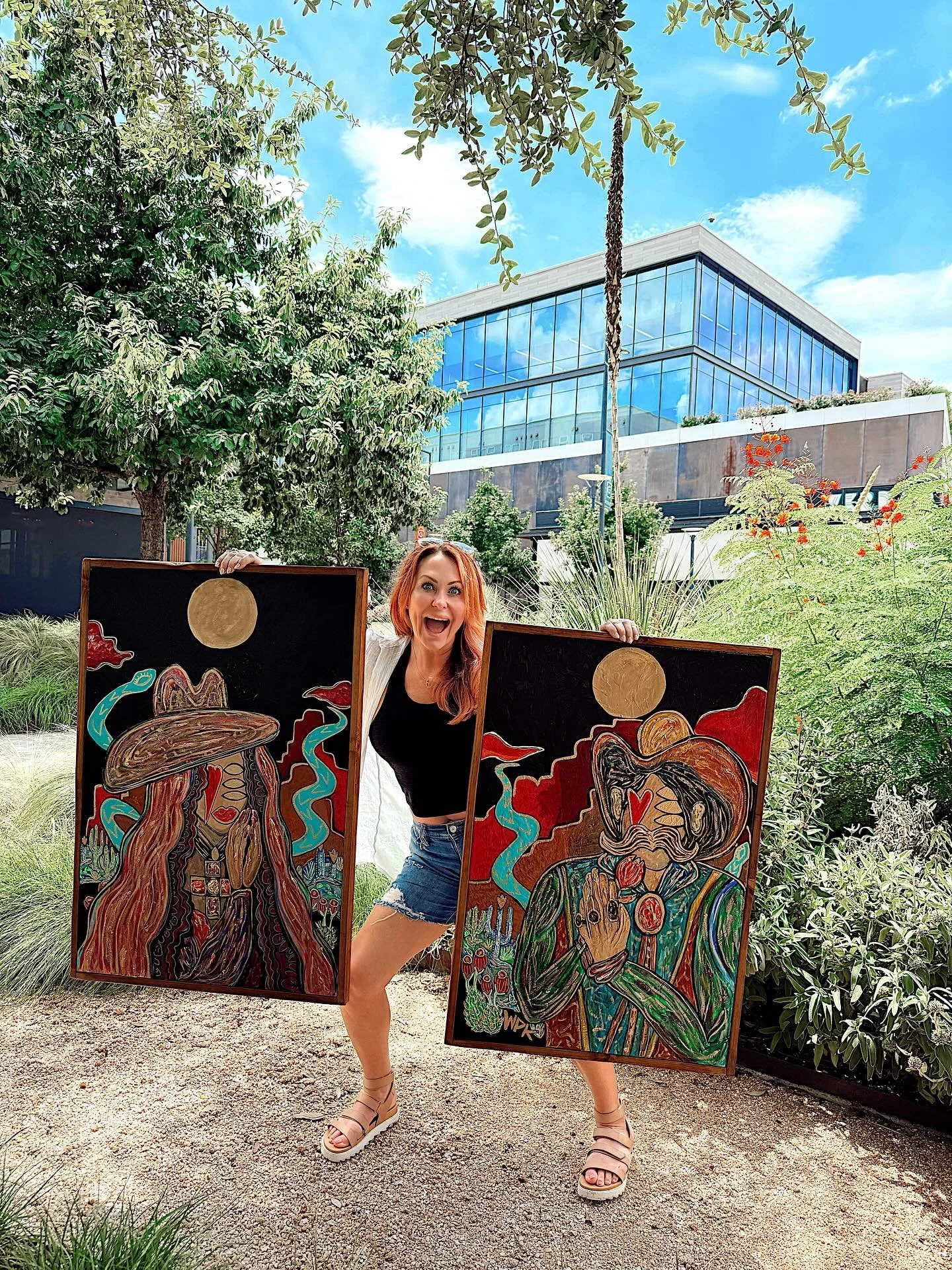 When another fellow ARTIST buys your ART?! I&rsquo;m over the MOON honored! My longtime gal Miss @amyboudreauxcreates purchased these brand new heart-eyed western love &ldquo;Desert Devotion&rdquo; pieces today &hearts;️ 

And let me tell you, it&rsq