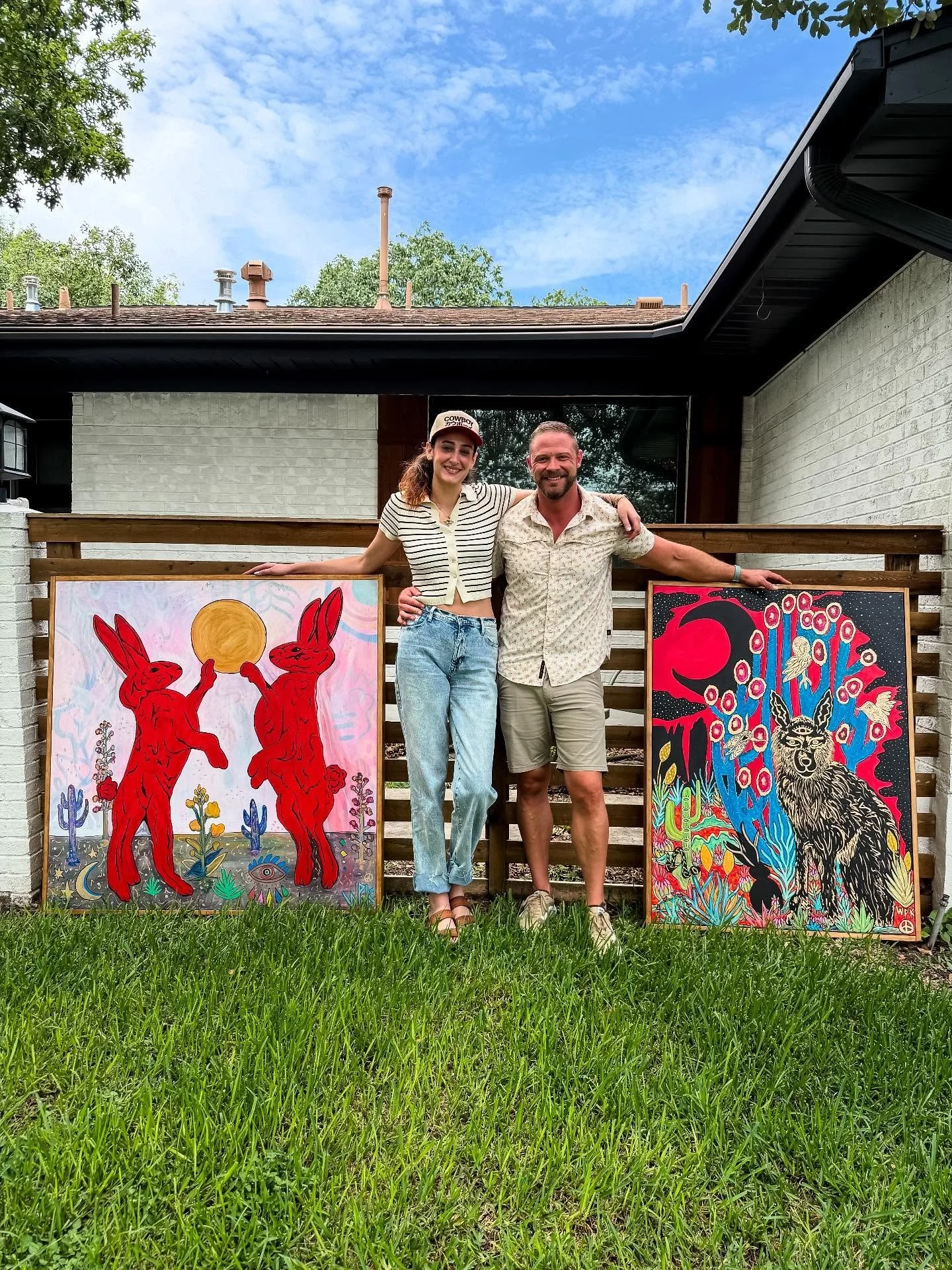 One of my absolute favorite collectors! ❤️🐇 Love this woman @jaylajoanne You have two pieces of my heart and it makes me so happy! You are such a great supporter of art! Enjoy the Rabbits and Coyote my girl 🪽