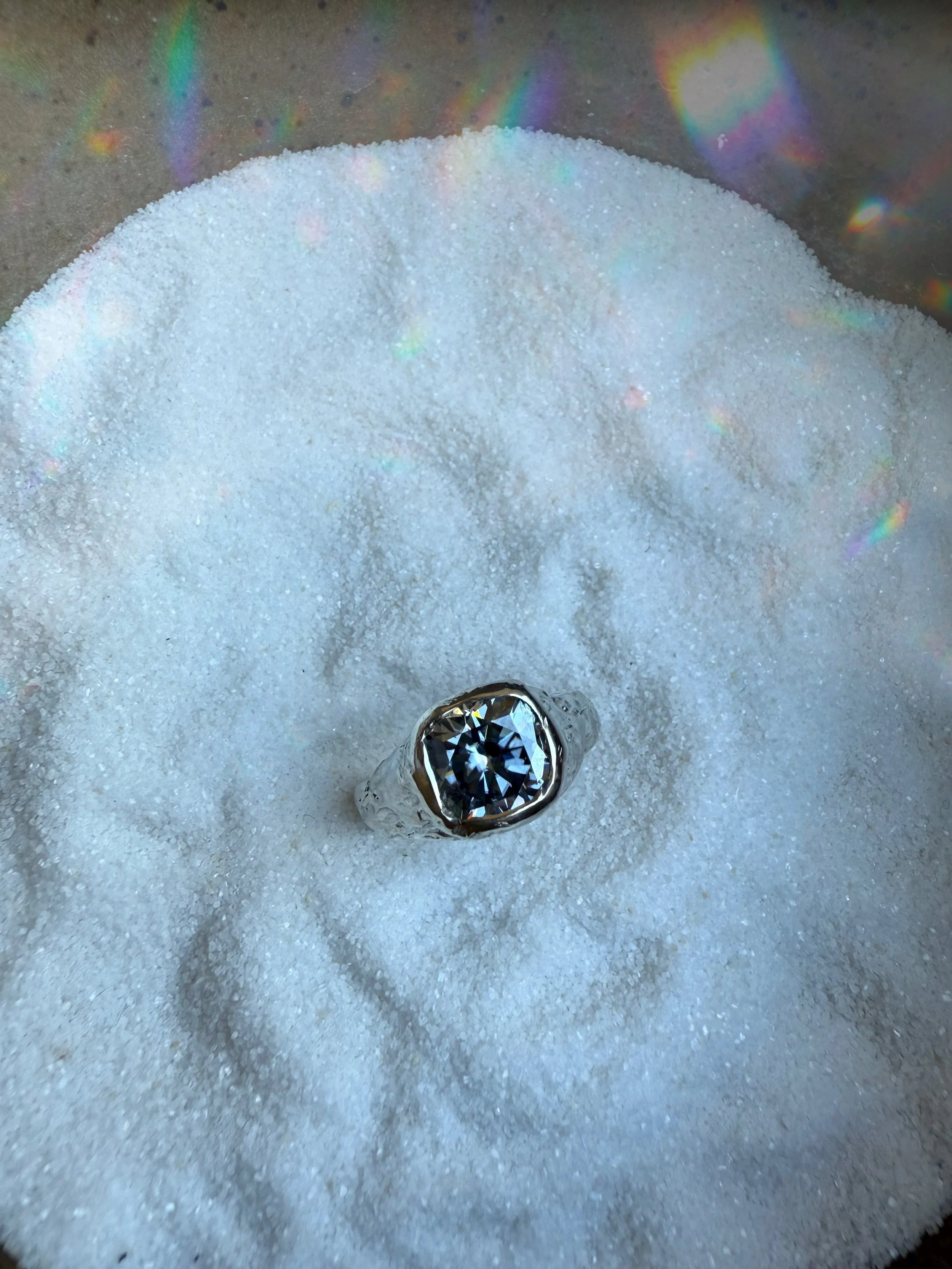 Space Dust - Grey Moissanite Ring Size 8