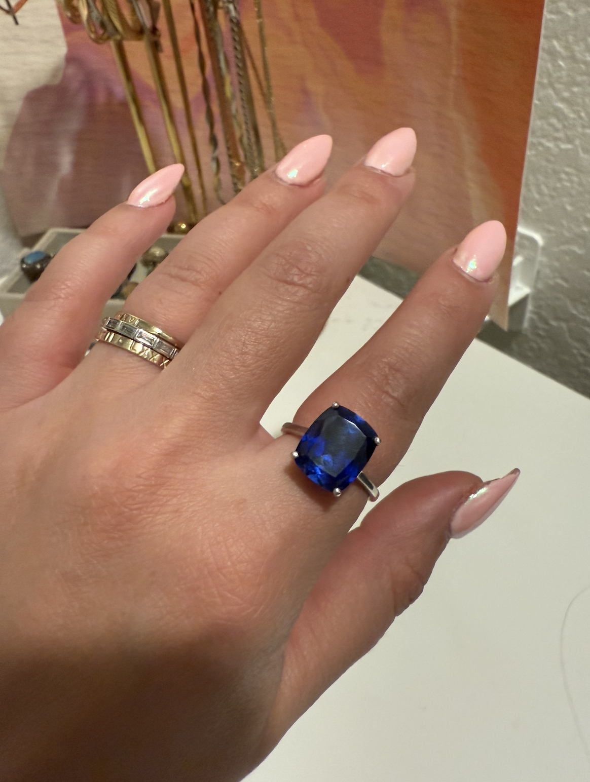 Synthetic Blue Sapphire Ring