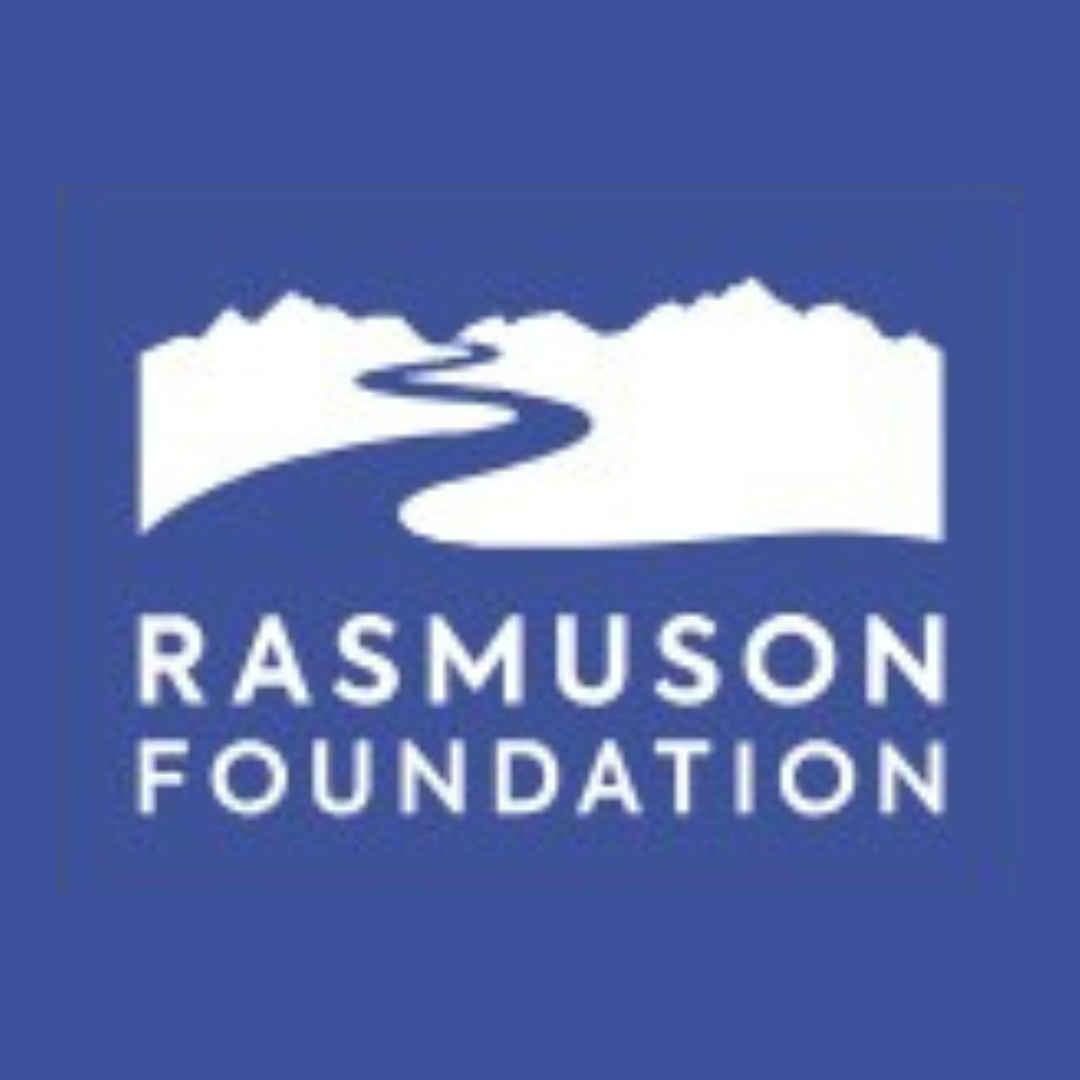Logo of the Rasmuson Foundation featuring a stylized mountain and river scene with text underneath.