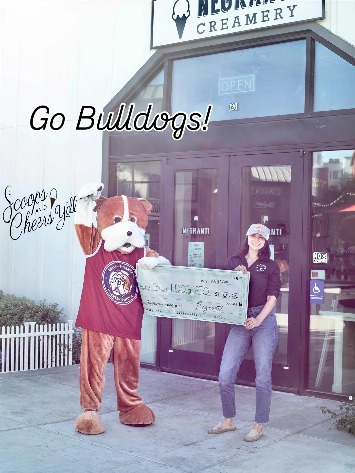 Thank you @negranticreamery for a successful fundraiser! Nice work, Bulldogs! See you at the next restaurant event!