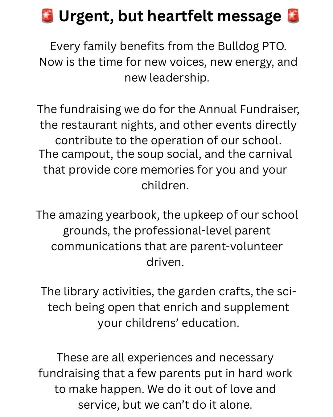 Dear Bellevue community, the PTO needs your help. The PTO board and its committees are in need of new volunteers. BSFCS is an amazing place, but it&rsquo;s only that way because of the dedication of our families and school staff. We can&rsquo;t do it