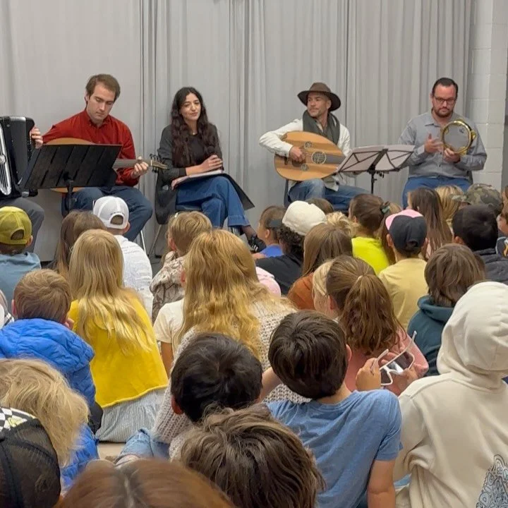This morning, Bellevue students and families were treated to enchanting music from @wareed.slo! The ensemble delighted us with authentic Arabic music and unique instruments. Thank you for the beautiful music, @wareed.slo!