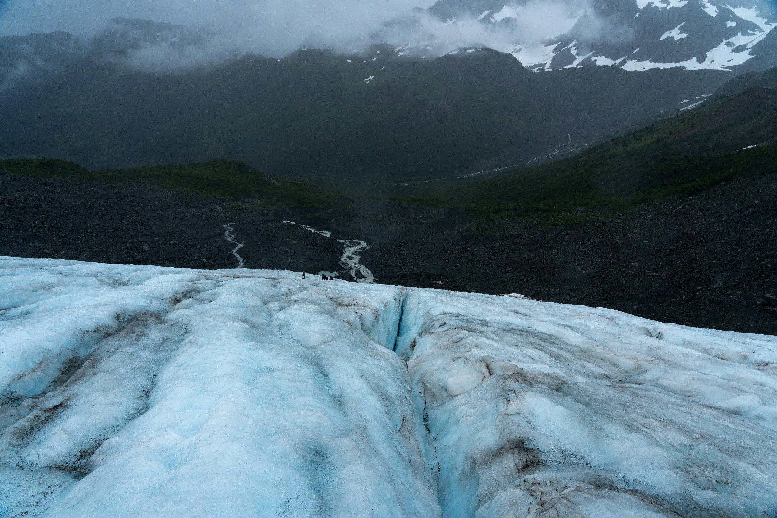 Wolverine Glacier with humans for scale.