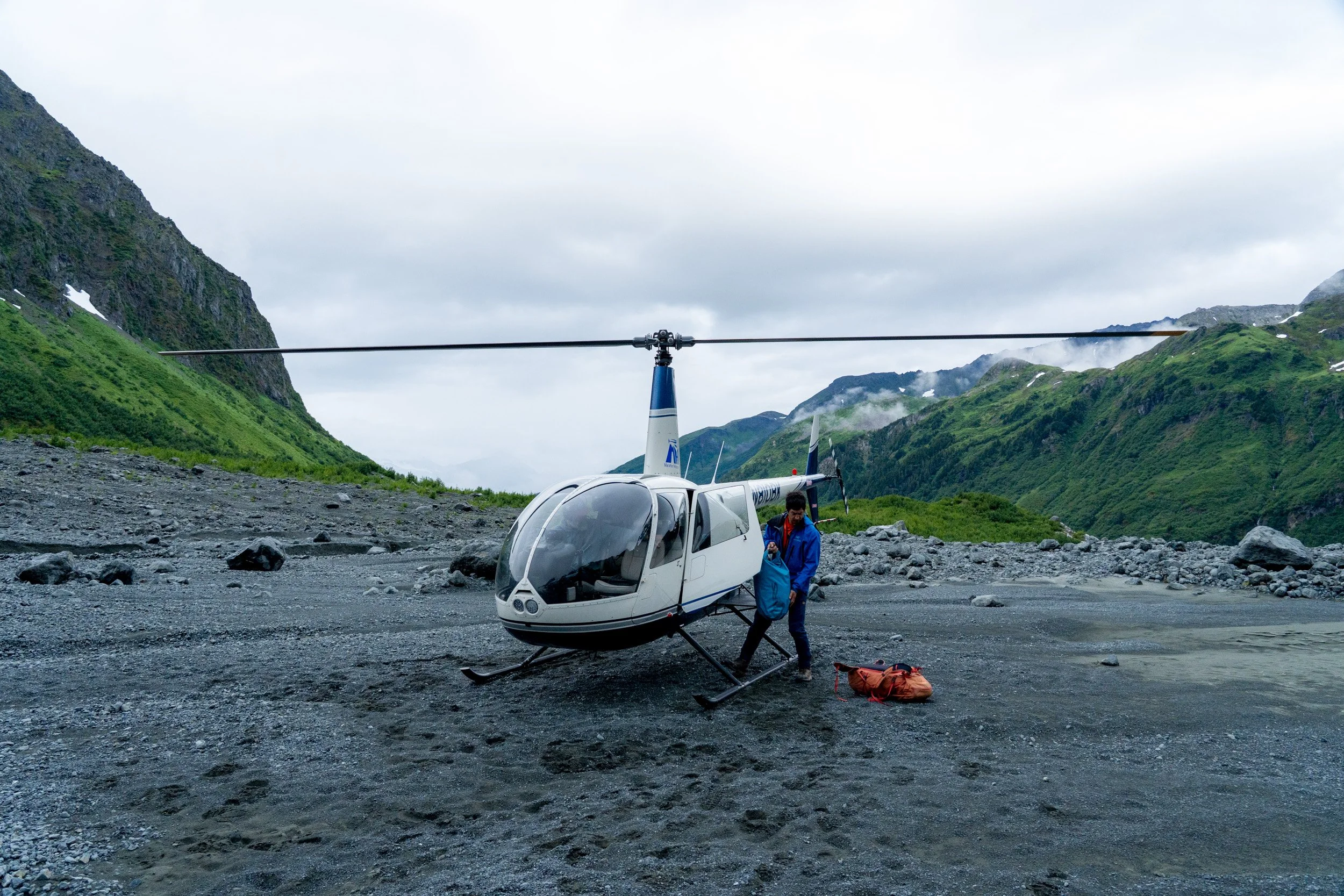 The Wolverine Glacier is only accessible by helicopter, short ride from Seward, Alaska.