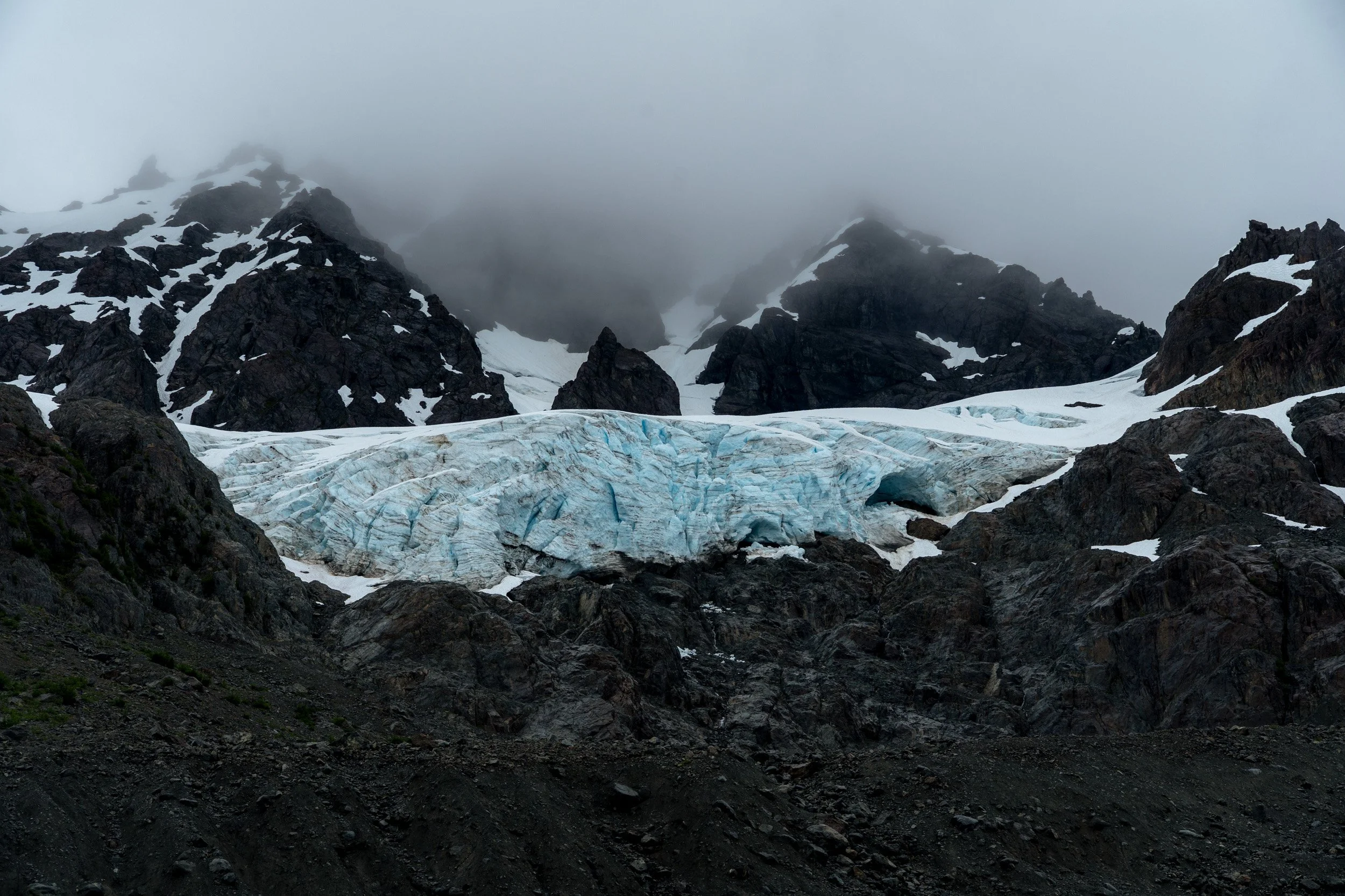 The Wolverine Glacier is one of four “Benchmark Glaciers” in North America and is monitored by the World Glacier Monitoring Service (WGMS). The Wolverine glacier has are been monitored for recession (ice loss), mass balance and meltwater runoff sin