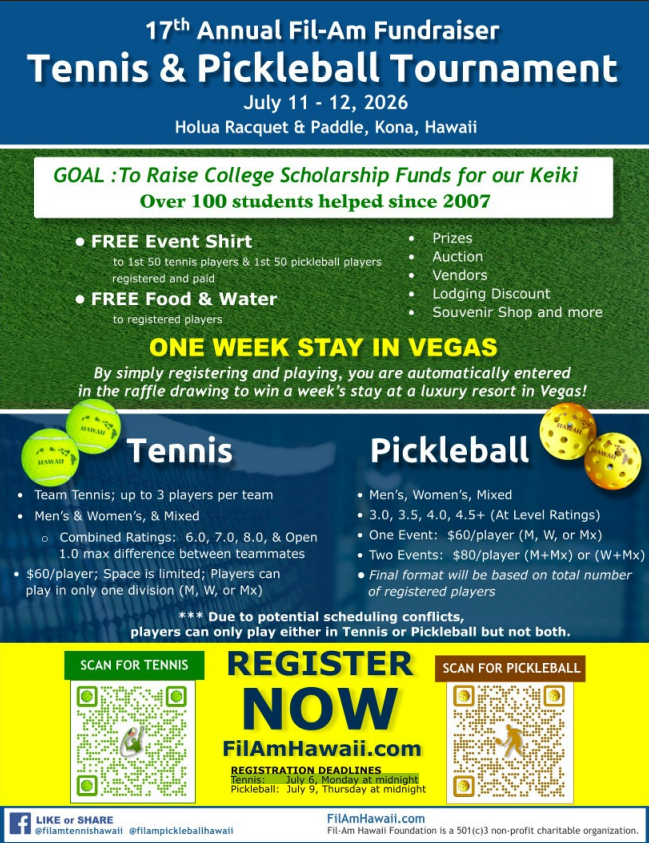17th Annual Fil-Am Fundraiser Tennis &amp; Pickleball Tournament