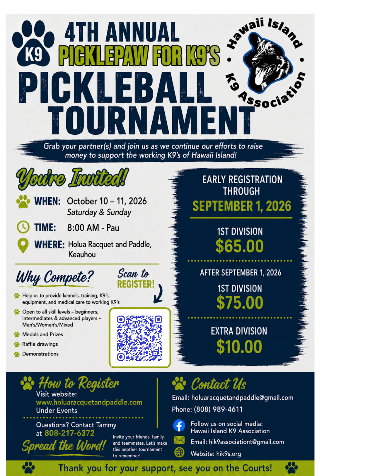 4th Annual PicklePaw For K9's Pickleball Tournament