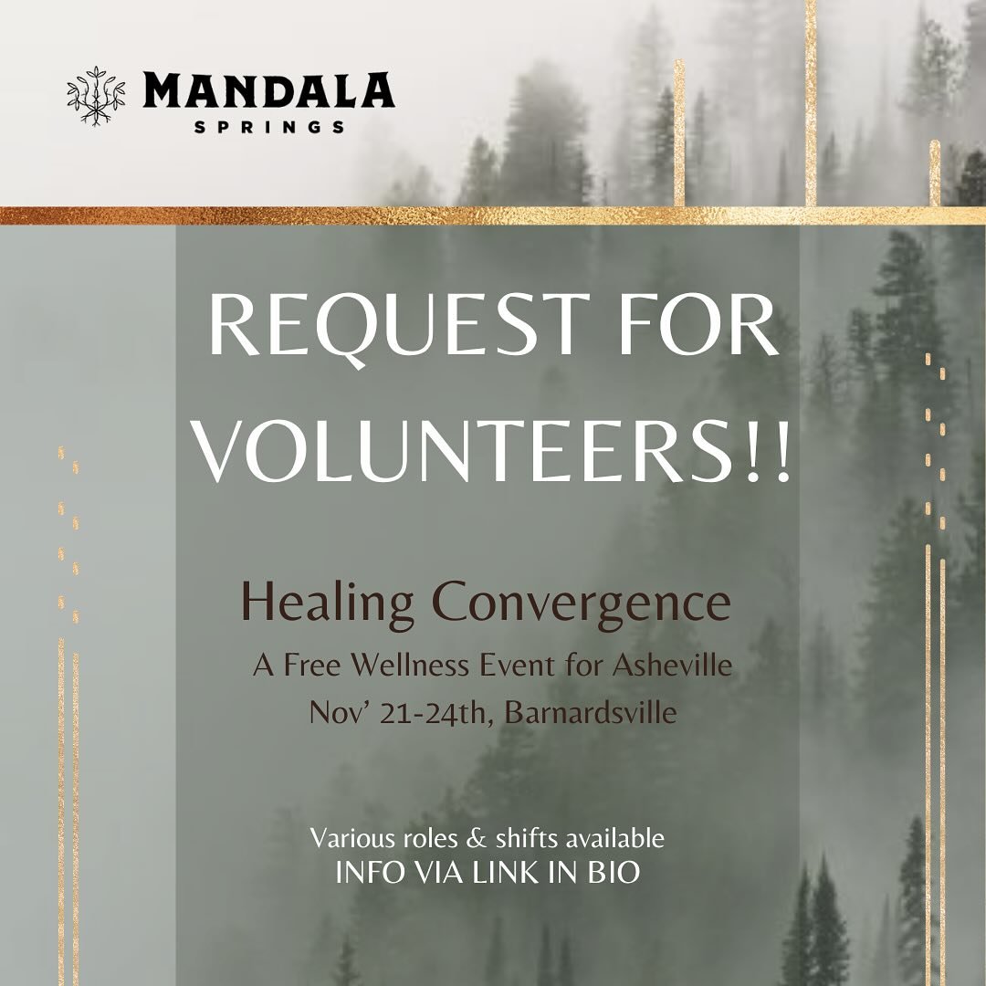 CALL FOR VOLUNTEERS with open hearts and helping hands at our FREE Healing Convergence November 21-24th

ROLES AVAILABLE:
Check-in &amp; Info Booth
Space Holders/Practitioner Support
General Helping Hands
Setup/Breakdown Crew
Parking
Photographers
&a