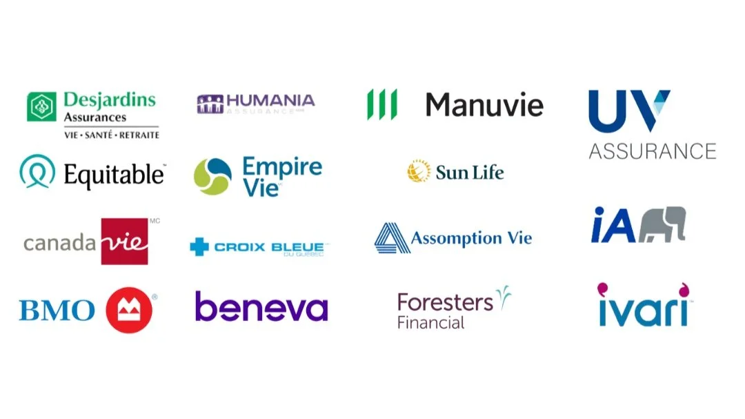 Collection de logos de différentes compagnies d'assurance et financières.