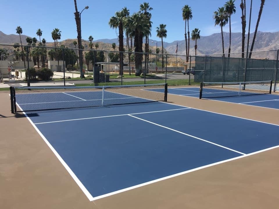  A completed tennis court to pickleball court conversion by Palm Springs Tennis Courts 