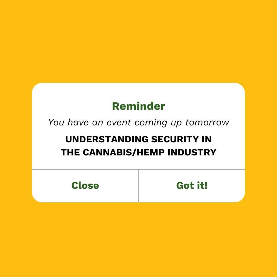 Join us for our Monthly Webinar: Understanding Security in the Cannabis/Hemp Industry 🌿
ㅤ
Presented by Ryan Knoll from Pro-Tec Design, this webinar is essential for anyone in the cannabis or hemp industry looking to enhance their security knowledge.