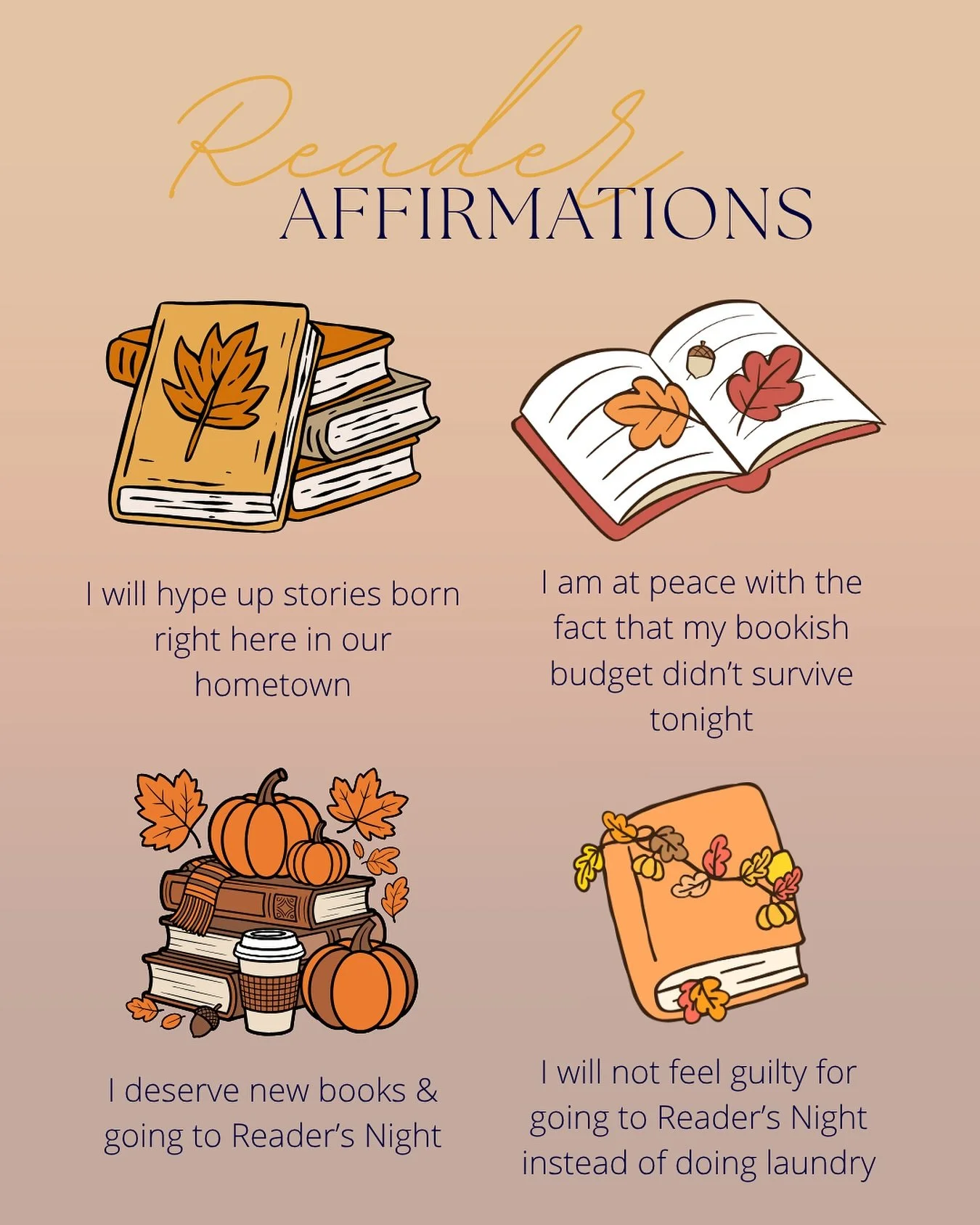 We are always here to affirm your addiction to all things bookish. 😉
See y’all on Nov 7th! We have some new faces that we can’t wait for y’all to meet!!
-
✨Reader’s Night
📖Presented by @the.bookish.realtor
🗓️ First Friday