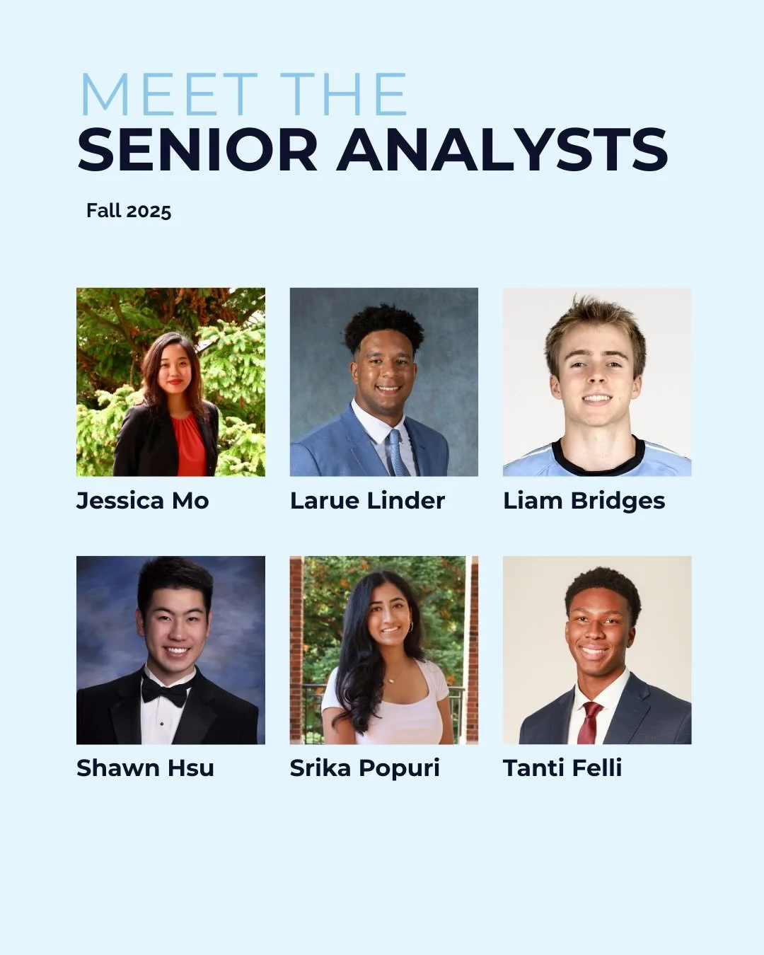 Closing out the semester by recognizing our Fall 2025 Senior Analysts👏 Thank you for your leadership and commitment this semester!