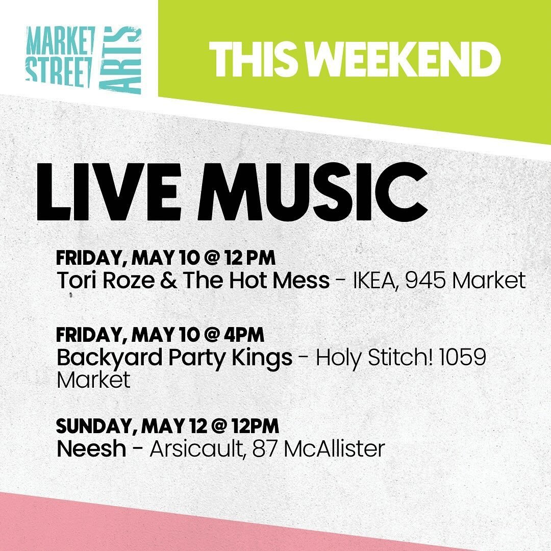 The weather is hot and so are jams. Enjoy live music this weekend by Busk It! musicians courtesy of @marketstreetarts and our friends at @sfoewd . 🎶 

ALSO: Apply to be a Busk It! artist, or get more info at marketstreetarts.org.

Live music on Mark