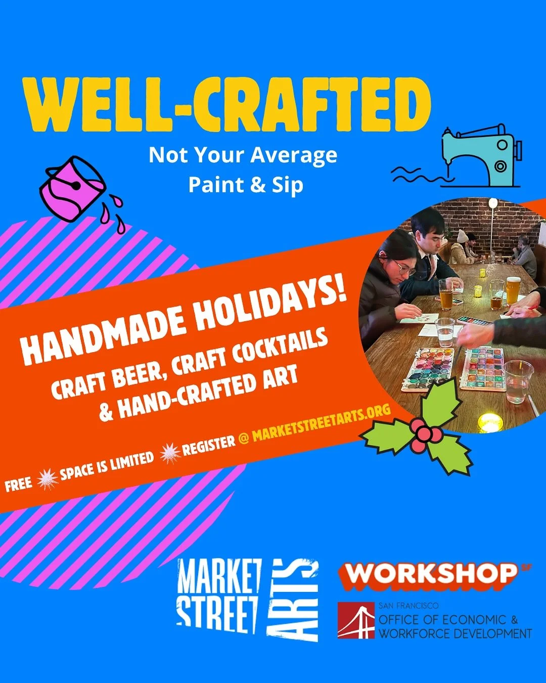Gather your favorite crafty babes&hellip; Well-Crafted is back for the holidays! 

Whether you&rsquo;re already a maker or just like trying new things while drinking a beer&hellip; creativity and art awaits you at @therumpusroomsf &amp; @saluhallsf i