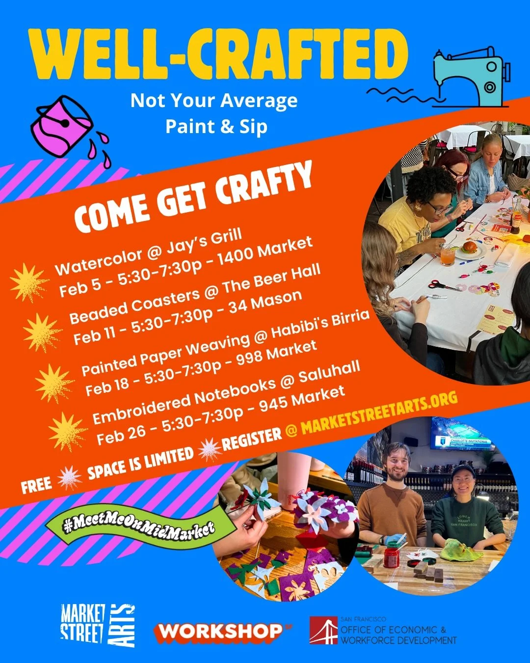 🎉 Come get crafty with us! Let your group chat know: it&rsquo;s time to unleash your artsy side. ✨

New beginner-friendly Well-Crafted workshops just dropped for February:

🖌️ Feb 5 - Watercolor Painting at @jaysgrill2025 
🧿 Feb 11 - Beaded Coaste