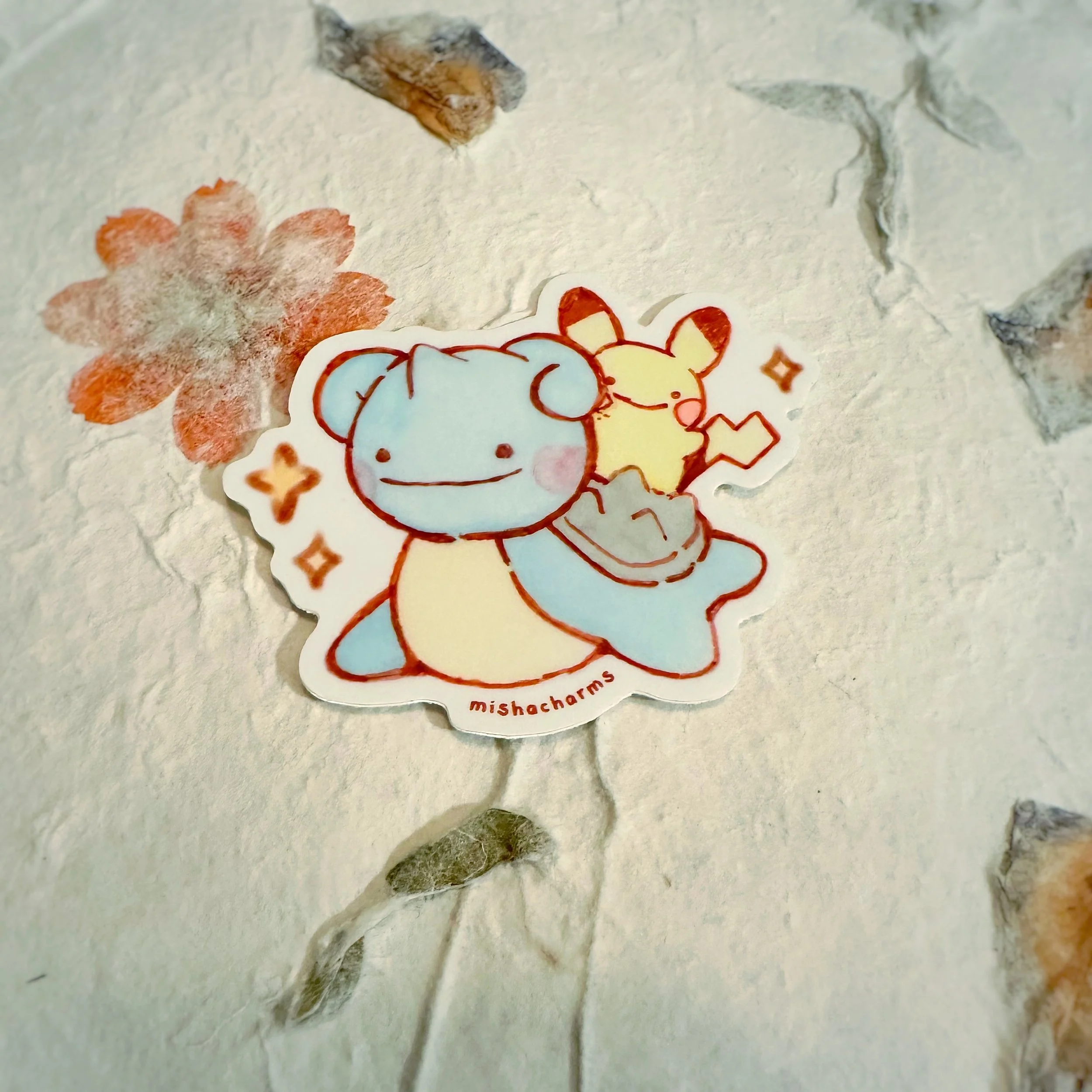 lapras swimming die cut sticker